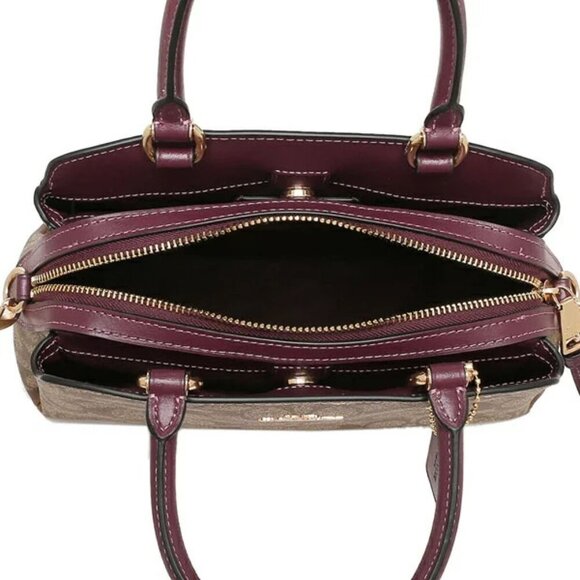 COACH Boysenberry Khaki Mini Lillie Carryall Gold Accents Feet NWT - Picture 8 of 10